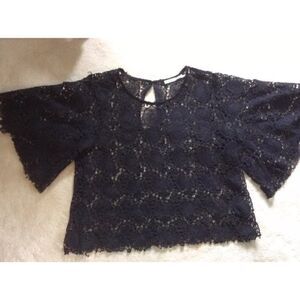 Kimchi Blue Ashley Crochet Flutter Sleeve Top
